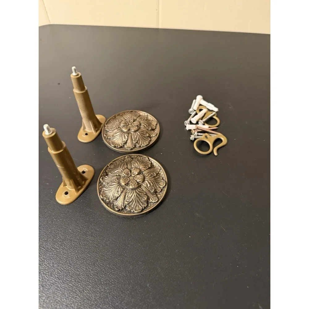 Brass Finish Curtain Tie Back Set With Other Accessories